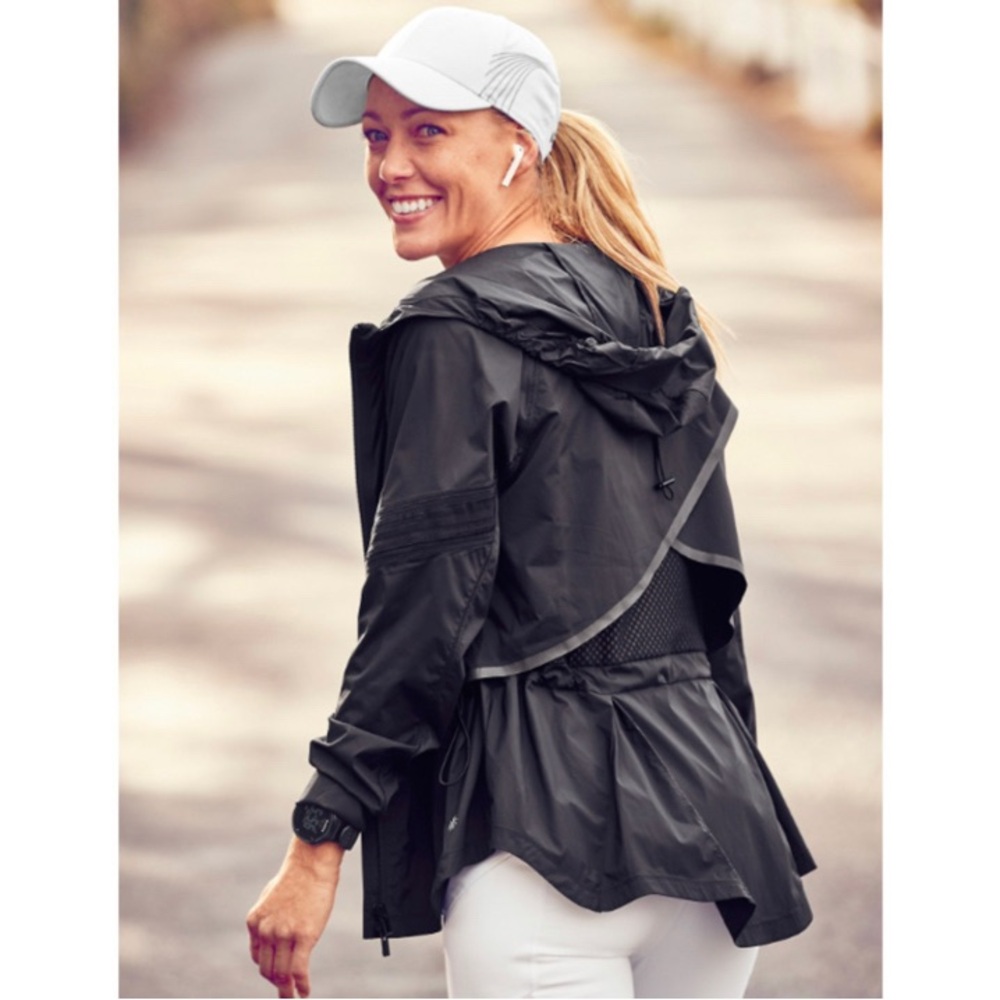 Athleta Black Open Road Water Repellent Running Windbreaker Jacket size XS